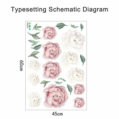 £4.69 • Buy Large Peony Rose Flower Art Wall Sticker Living Room Family Background Decal DIY