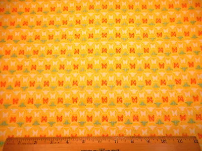 Quilt Fabric By Half-Yard White Orange Butterfly Green Bee Yellow Premium Cotton • $5.25