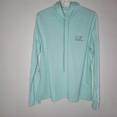 Vineyard Vines Women's Large Long Sleeve T-shirt Hood Blue Pink Whale Casual • $18