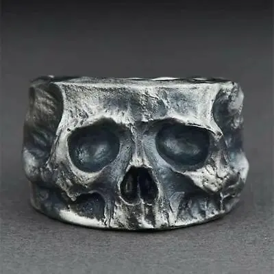 Gothic Black Skull Ring Men's 316L Stainless Steel Punk Rock Biker Party Jewelry • $7.99