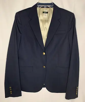 J.Crew Womens Blazer Navy Blue Schoolboy Wool 2 Button Jacket Career Preppy 10 • $38.88