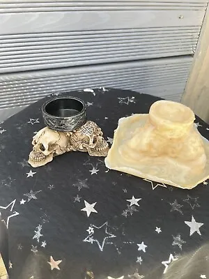 Rubber Latex Mould Triple Skull Tea Light Candle Holder Mini Skulls Goth Mold • £8