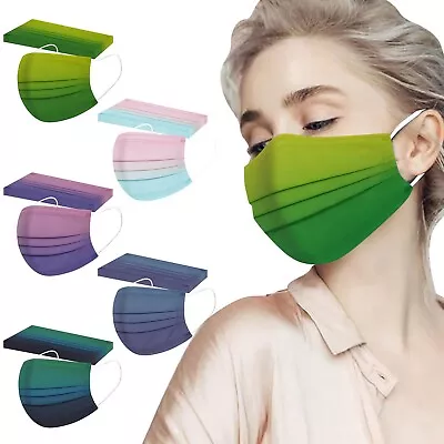 10PC Gradient Adult's Mask Disposable Mask Industrial 3-Ply Earhook Face Masks • $11.99