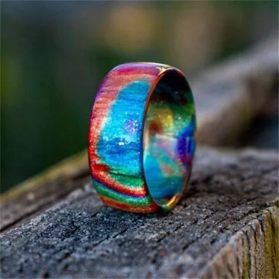 Finger Rings Resin Ring Glitter Rainbow Color Size Multi Acrylic 45116 Jewelry • £3.14