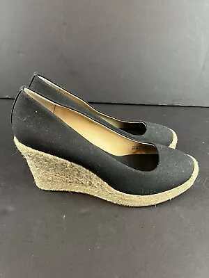 J. Crew Seville Espadrille Wedges In Canvas 64498 Black Women's Sz 8  • $39.99