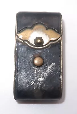 Vintage Antique Letter Box Push Button Leather Brass Match Safe Vesta Case • $4.25