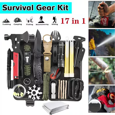 17 In 1 Emergency Equipment Box SOS Gear Kit Set Tool Outdoor Camping Survival • $92.99