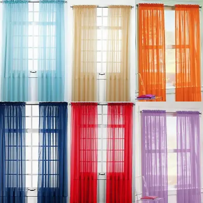 2 Piece Sheer Voile Window Elegance Curtains Drape Treatment 63 84 Length • $7.23