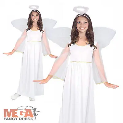 Angel Childs Girls Christmas Nativity Play Fancy Dress Kids Xmas Costume Outfit • £11.99