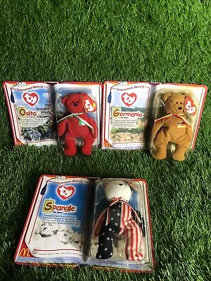 McDonalds TY Teenie Beanie Babies 2000 International Bears II COMPLETE Set Of 3 • $11.70