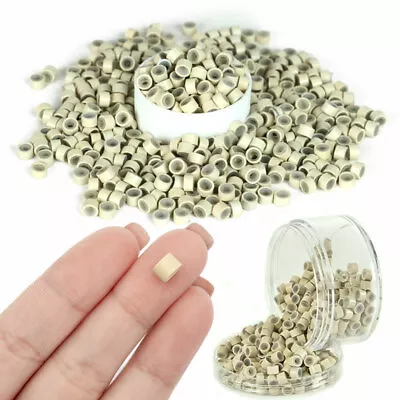 CLEARANCE 400pcs Silicone Micro Ring Link Crimp Loop Beads Hair Extensions Beige • $5.49