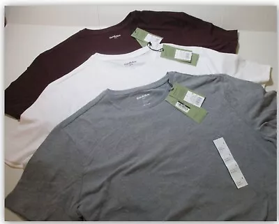 LOT OF 3 THREE Crew Neck T-shirts GRAY/WHITE/POMEGRANATE Short Sleeve Goodfellow • $18.95