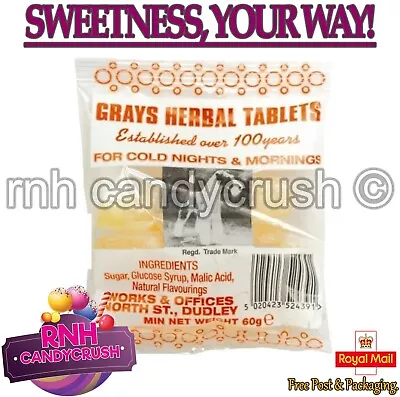 Gray's Herbal Tablets Cough Sweets For Throat And Chest 60g Bag Retro Candy • £3.97