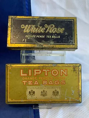 Vtg Box Tin Container Lot White Rose Tea Balls & Lipton Orange Pekoe Tea Bags • $29.95