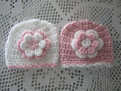 2-crocheted Preemie Baby Hat*hats*beanies=11 -12 -4.5  Colors Set Girl*new • $9.99