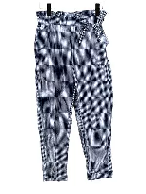 Zara Women's Trousers S Blue Checkered 100% Cotton Straight Chino • £8