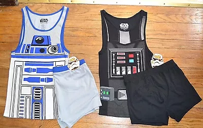 Star Wars 2 Piece Young Mens Sleepwear Set Tank Top & Shorts Darth Vader Or R2D2 • $23.99