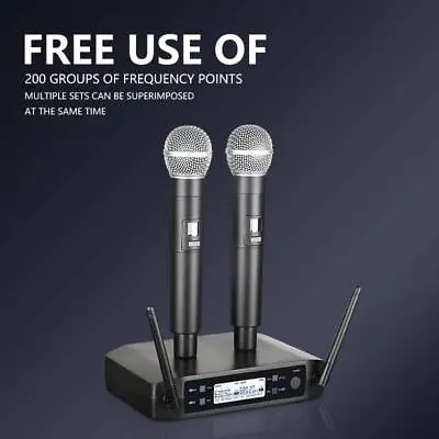 Professional 2 Channel UHF Wireless Dual Microphone Mic System Cordless Handheld • £36.91