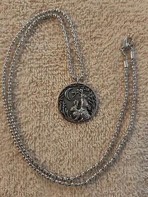 Sterling Silver Moon With Rabbit Hares Mystic Necklace • $9.54
