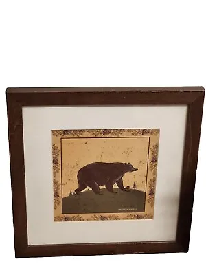 Vintage Folk Bear 11½ X11½  Brown Wood Framed Art Print By Warren Kimble • $24.97