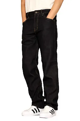 Men's Denim Black Regular Fit Straight Leg Denim Jeans Oscar (30-48) *fast Ship • $15.99