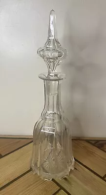 Antique Victorian Design Lead Crystal Glass Decanter- With Stopper- Lovely Piece • £14.99