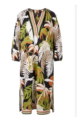 Marc Cain Collections Palm Tree Print Jersey Dress Size N3 Uk 12  • £79