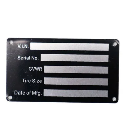 Blank Med Trailer Truck Equipment VIN Plate Frame Serial No Model # ID Tag GVWR • $7.24