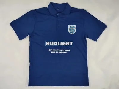 England Football Official Embroidered Bud Light Numbered 2 Polo Shirt Blue Small • £4.99