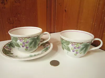 Lot Of 3 Nikko Napa Valley Purple Grapes Green Vine 2 Coffee Cups Saucer Set NEW • $11.91