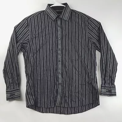 Zagiri Shirt Mens XL Black White Striped 100% Cotton Long Sleeve Button-Up • $22