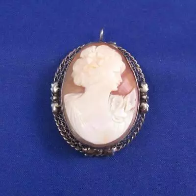 Antique Hand Carved Shell CAMEO Lady 1/20 12KT Gold Filled Pin Brooch Pendant • $8.50