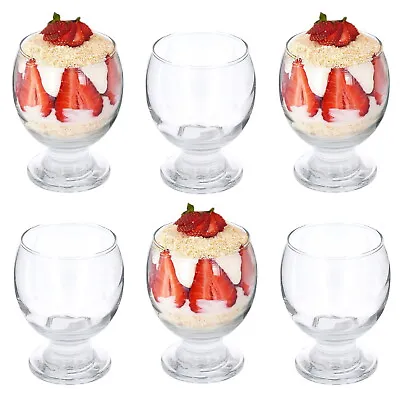 Glass Dessert Bowls Sundae Ice Cream Set Of 6 Cocktail Goblet Look Dishes Cups • £9.99