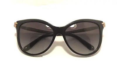 Bvlgari 8188-b  Black Plastic Framed Sunglasses With Gold Snake Temple Detail • $249