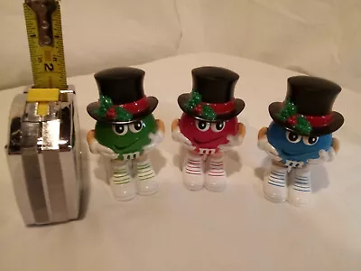 M&M'S Lot Of 3 Candy Dispenser Santa Hats 1 Red Body 1 Blue Body 1 Green Body  • $25