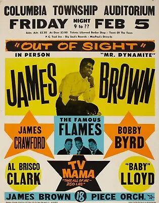 James Brown Reproduction 4  X 6  Mini Concert Poster Free Top Loader  2 • $4.99