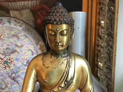 An Excellent Chinese Qing Dynasty Gilt Bronze Buddha Marked.  • $4950