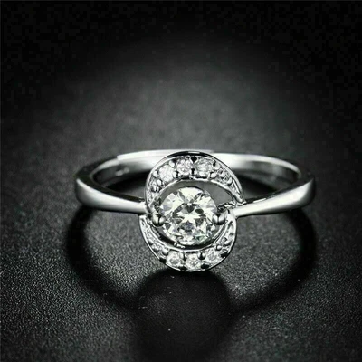 $223.10 • Buy 14k White Gold Plated Real Moissanite Solitaire Engagement Ring 2Ct Diamond