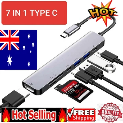 $21.92 • Buy 7in1 USB-C Type C HD Output 4K HDMI USB 3.0 Adapter SD TF CARD HUB MacBook Pro I