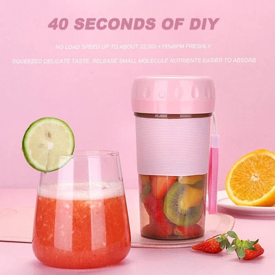 300ML Portable Electric Juicer Cup Juice Maker Blender Bottle USB Rechargeable • £8.70