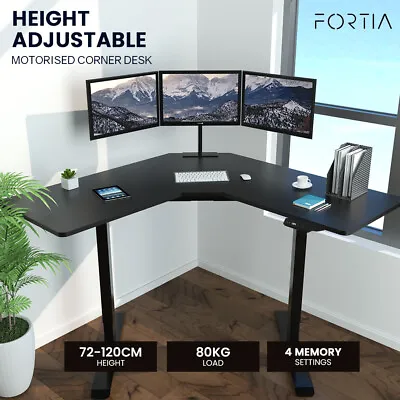 FORTIA Sit To Stand Up Corner Standing Desk Electric Height Adjustable 80kg Load • $466