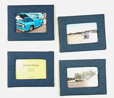 Photo Frames Lot Of 4 Desktop Padded Denim Border Fits 4  X 6  Picture A3- • $18.40