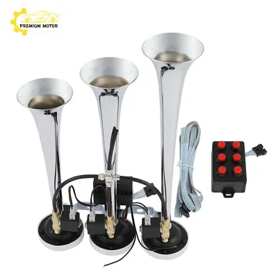 Musical Car Truck Horn 12V With Wire Remote 3 Trumpet 6 Tune Train Air Horn Kit • $57.96