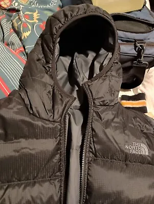The North Face Summit Series 800 Goose Down Puffer Jacket Hoodie Blk/Grey Boys L • $68