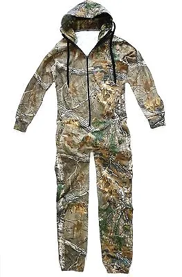 MENS HUNTERS ONESIE Gents Camo Zip Hoody Jumpsuit Tree Camouflage All In Onesee • $31.05