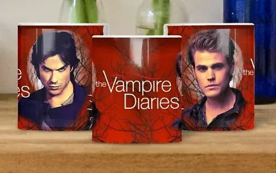 Vampire Diaries Mugs - Set Of Two. Features Damon & Stefan Salvatore. Ideal Gift • £16.40