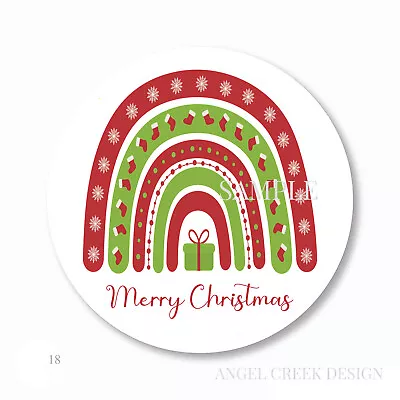 Merry Christmas Rainbow Holiday Scrapbook Stickers Favors Labels Envelope Seals • $2.20