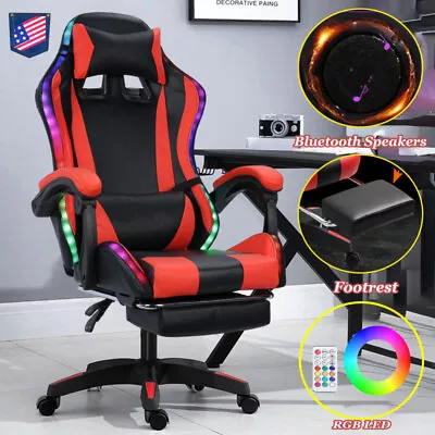 Video Game Rest Chair High Back With Lumbar SupportBluetooth SpeakersRGB LED • $108.27