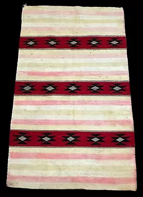 Handmade Vintage Wool Rug Navajo Style Design Colorful 3'1 X 5'1 • £627.34