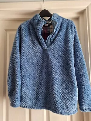 Ladies Blue Fleece Jumper - Size 10 - Cotton Traders - Side Pockets • £3.99